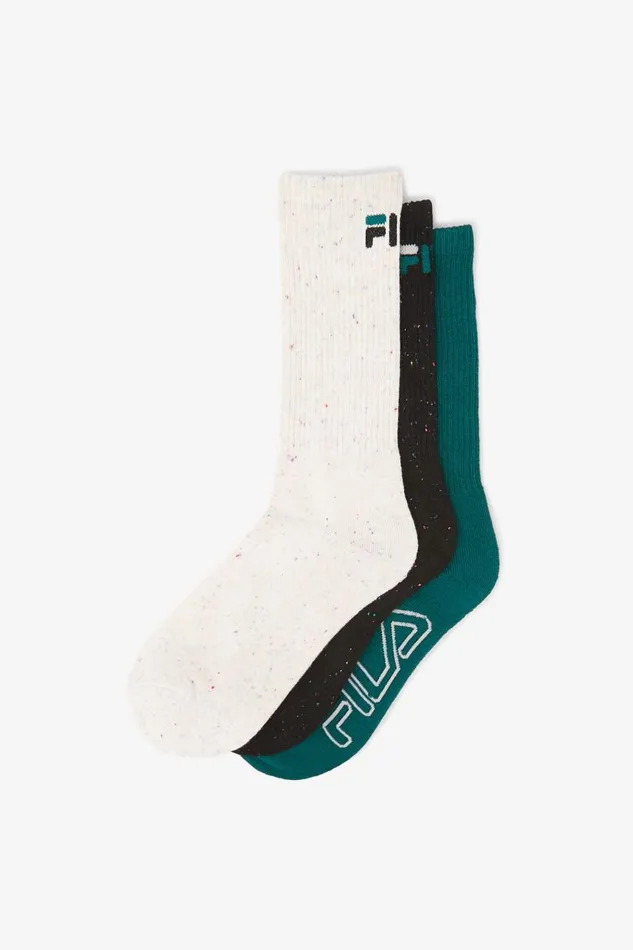 MenWomen Fila Socks and Accessories Speckle Stripe Crew Sock 3Pack