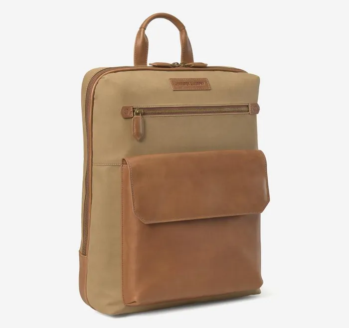 MenWomen Johnston and Murphy Backpacks and Briefcases Rhodes Commuter Backpack Camel Antique Cottontan Full Grain