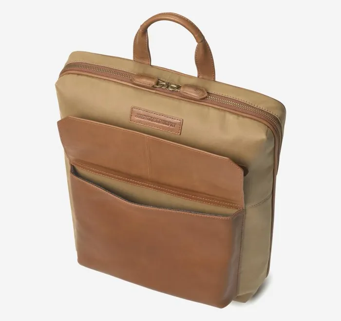 MenWomen Johnston and Murphy Backpacks and Briefcases Rhodes Commuter Backpack Camel Antique Cottontan Full Grain