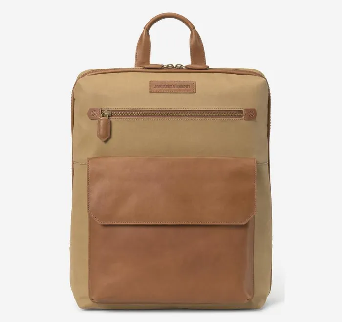 MenWomen Johnston and Murphy Backpacks and Briefcases Rhodes Commuter Backpack Camel Antique Cottontan Full Grain