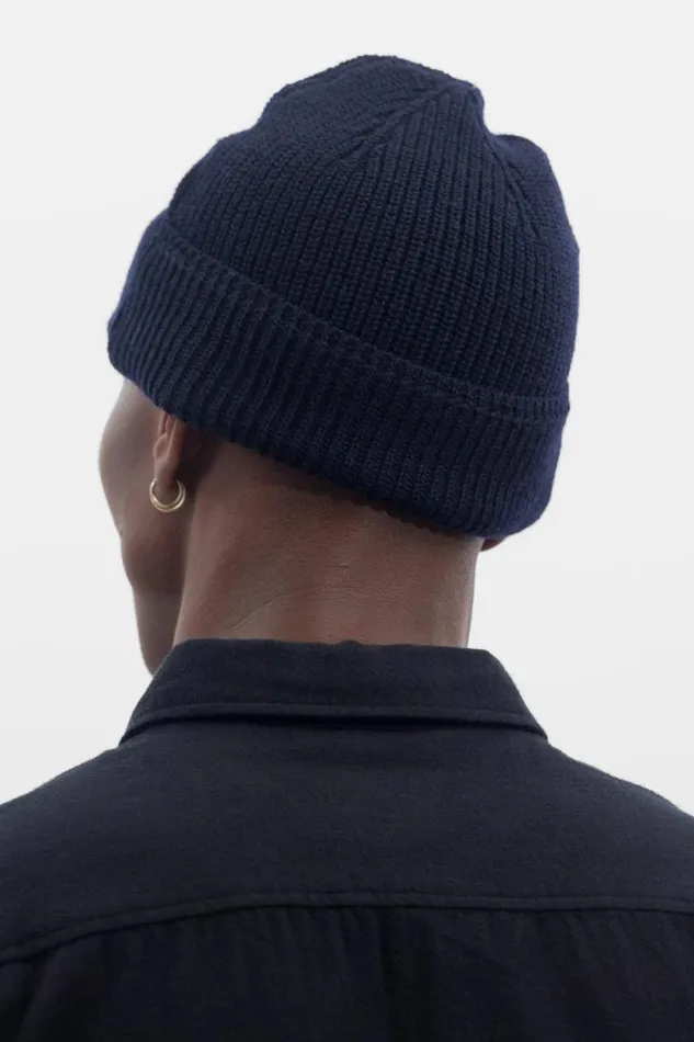 Men Wool Cotton Rib Beanie Dark Navy Norse Projects Beanies