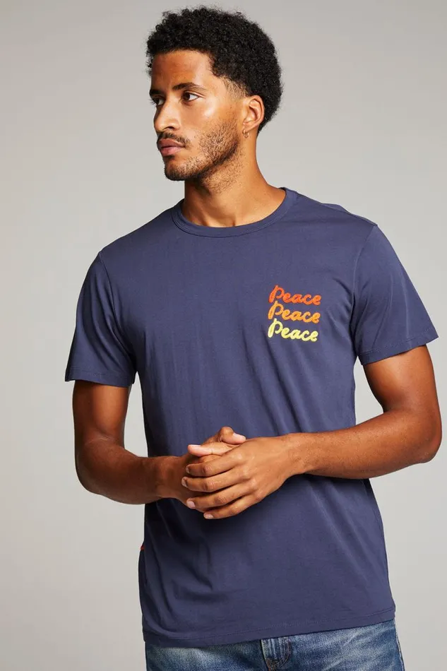 Mens Chaser Brand Tops Peace Script Mens Tee