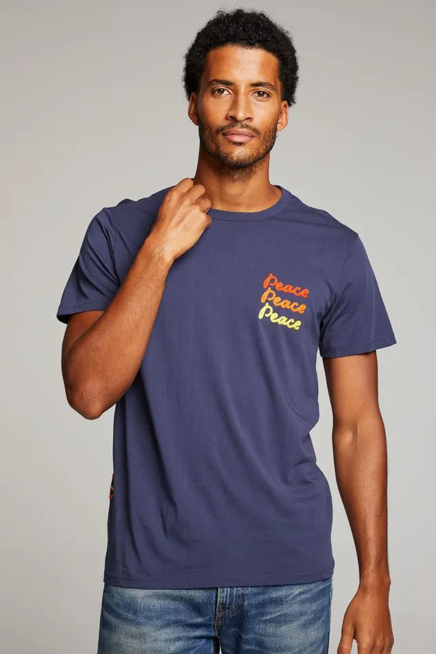 Mens Chaser Brand Tops Peace Script Mens Tee