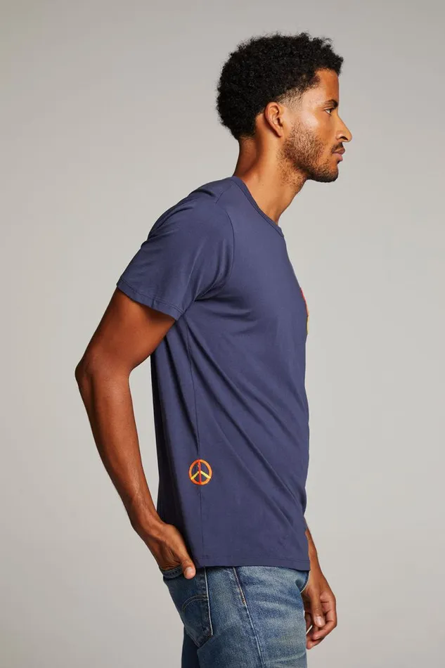 Mens Chaser Brand Tops Peace Script Mens Tee