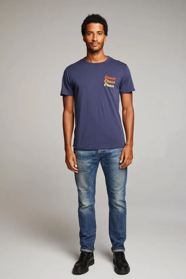 Mens Chaser Brand Tops Peace Script Mens Tee