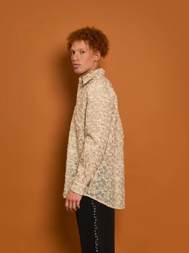 Menswear Penny Lace Embroidery Shirt Glamoured Gold Sister Jane Menswear Penny Lace Embroidery Shirt Glamoured Gold Sister Jane