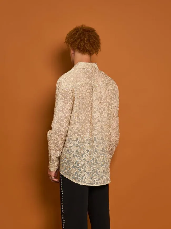 Menswear Penny Lace Embroidery Shirt Glamoured Gold Sister Jane Menswear Penny Lace Embroidery Shirt Glamoured Gold Sister Jane