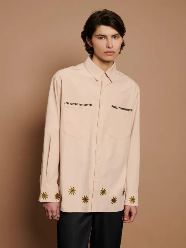 Menswear Reuben Embroidered Shirt Nude Sister Jane