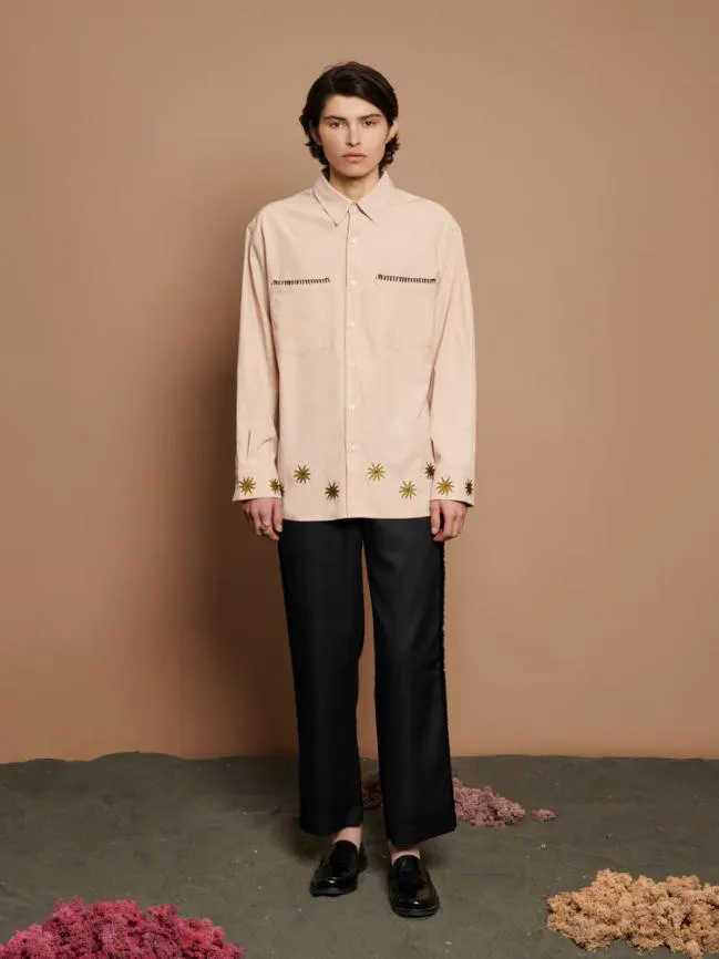 Menswear Reuben Embroidered Shirt Nude Sister Jane Menswear Reuben Embroidered Shirt Nude Sister Jane