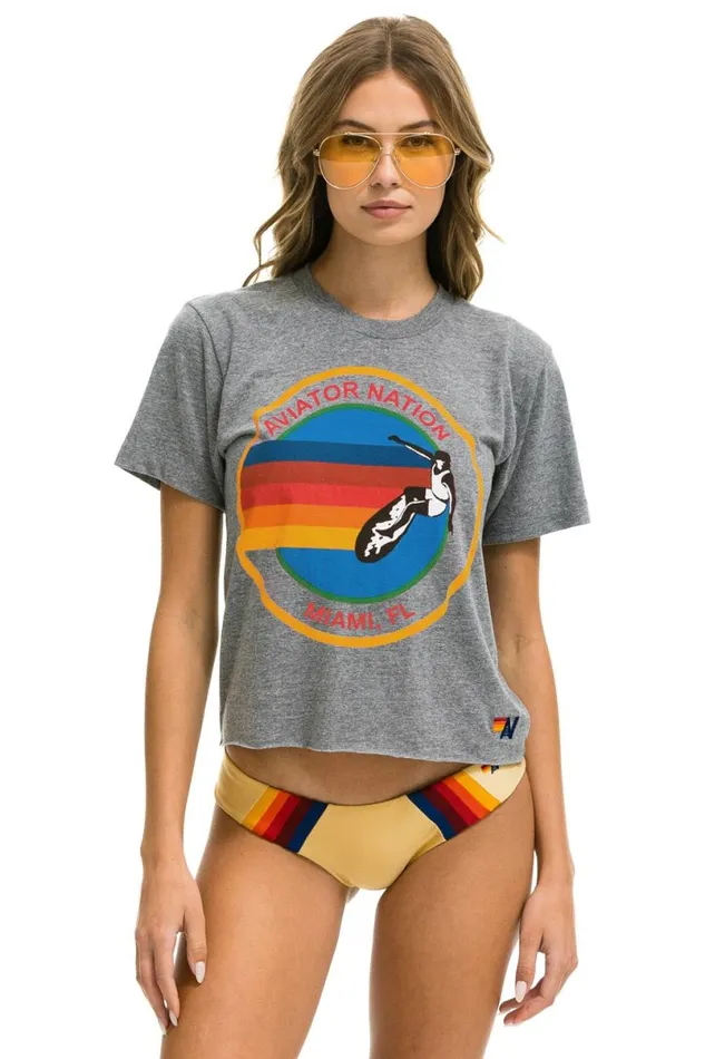 Miami Boyfriend Tee 8211 Heather Grey Women Aviator Nation Tees