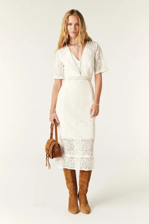 Midi Dress Anouk OffWhite Women Baandsh Dresses