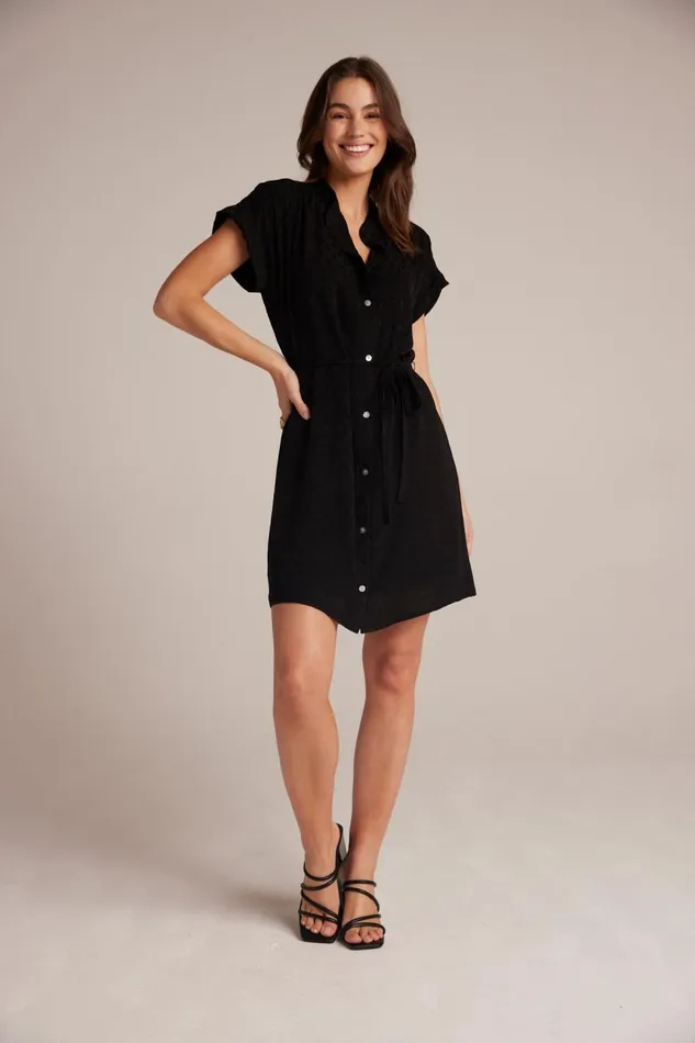 Mini Dresses Women Bella Dahl Belted Shirred Dress 8211 Black