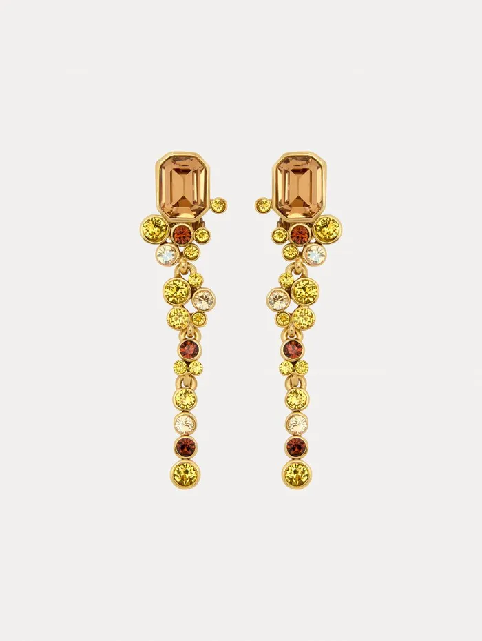 Mixed Crystal ClipOn Earrings Topaz Women Oscar De La Renta Earrings