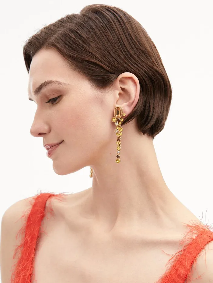 Mixed Crystal ClipOn Earrings Topaz Women Oscar De La Renta Earrings Mixed Crystal ClipOn Earrings Topaz Women Oscar De La Renta Earrings