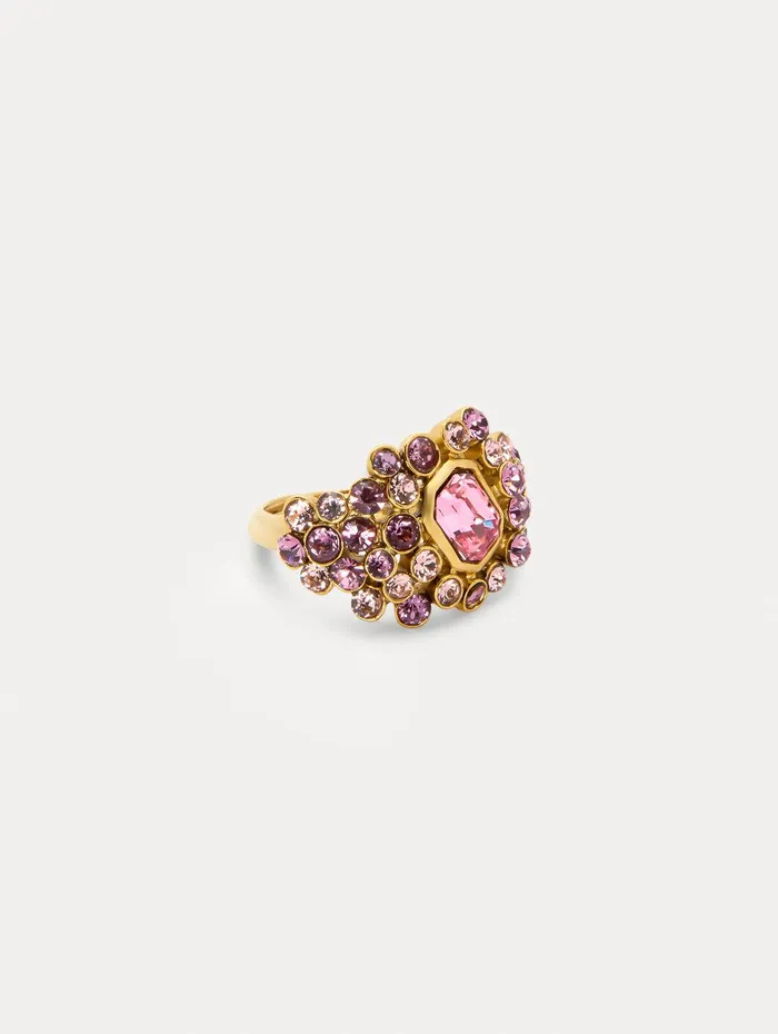 Mixed Crystal Cluster Ring Rose Multi Women Oscar De La Renta Rings