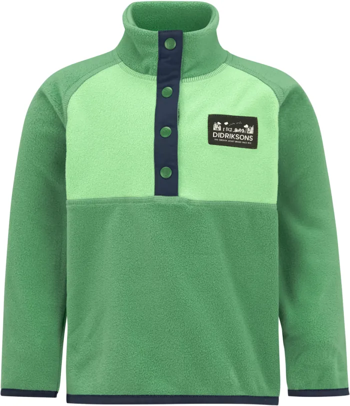 Monte Kids039 Half Button Palm Green Kids Didriksons Fleece and Midlayers