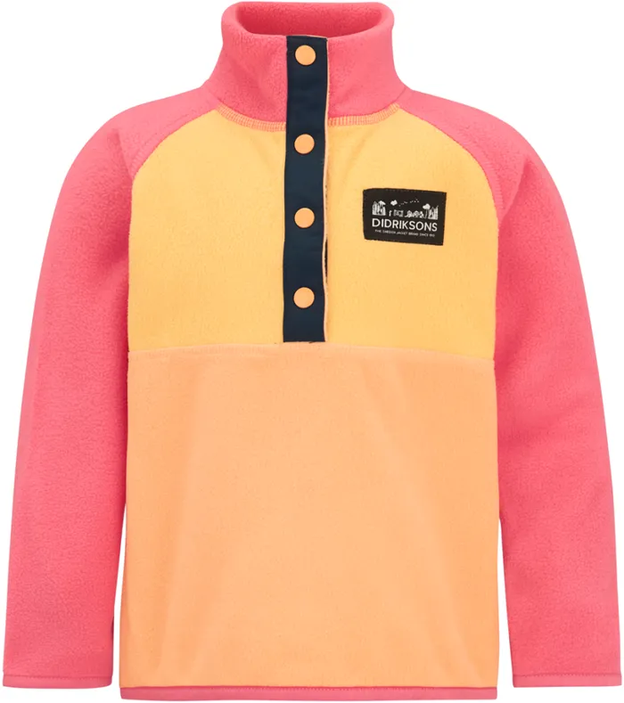 Monte Kids039 Half Button Papaya Orange Kids Didriksons Fleece and Midlayers