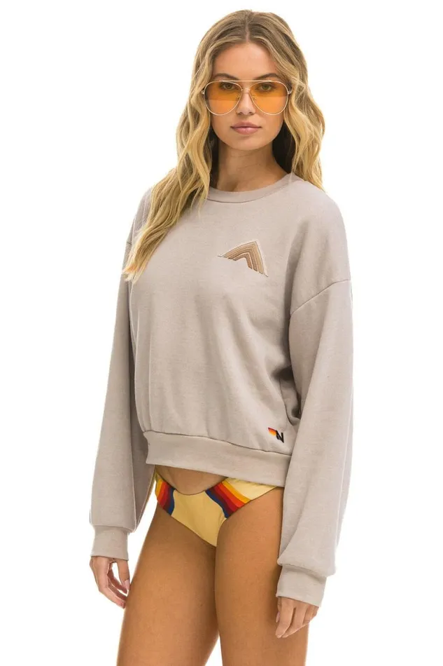 Mountain Stitch Relaxed Crew Sweatshirt 8211 Sand Tan WomenMen Aviator Nation Sweatshirts