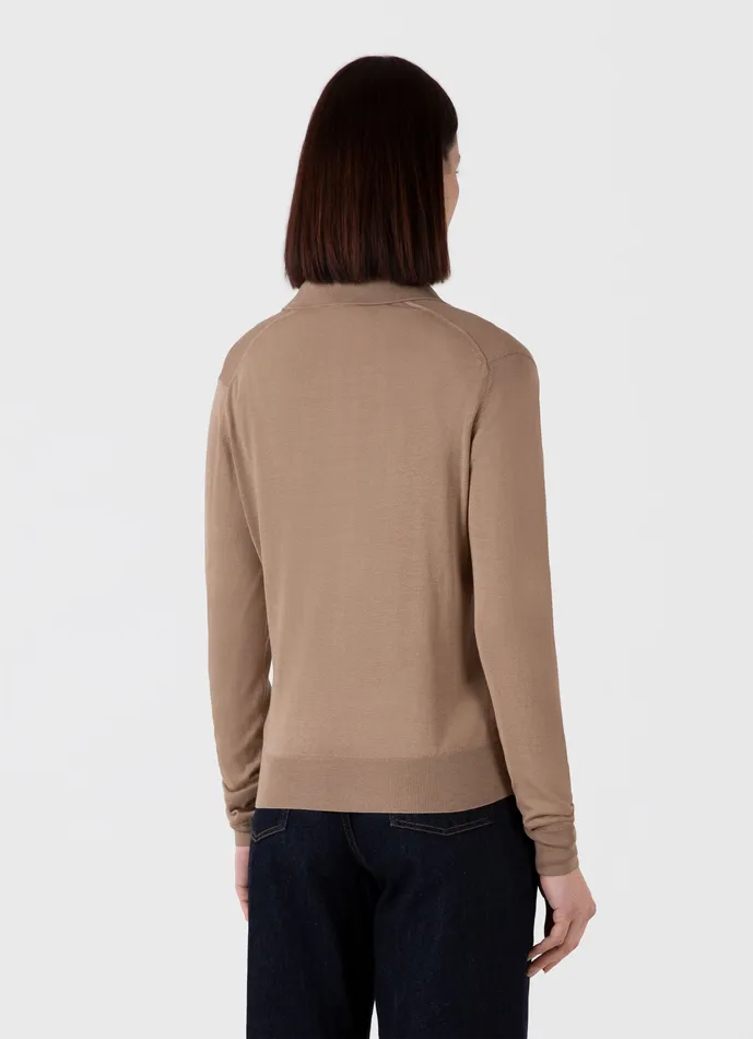 Mulberry Silk Polo Oat Women Knitwear ussunspel