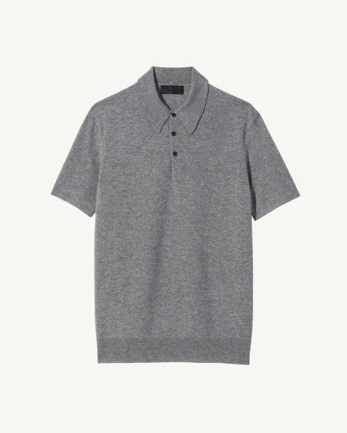 MYLES CASHMERE POLO Medium Grey Melange Men Nili Lotan Sweaters