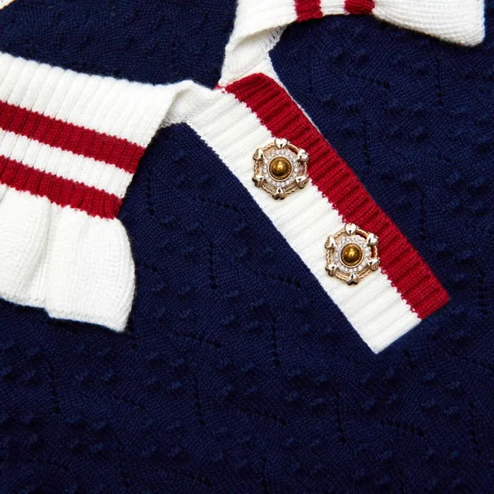 Navy Textured Knit Cardigan Kids Self Portrait Knitwear
