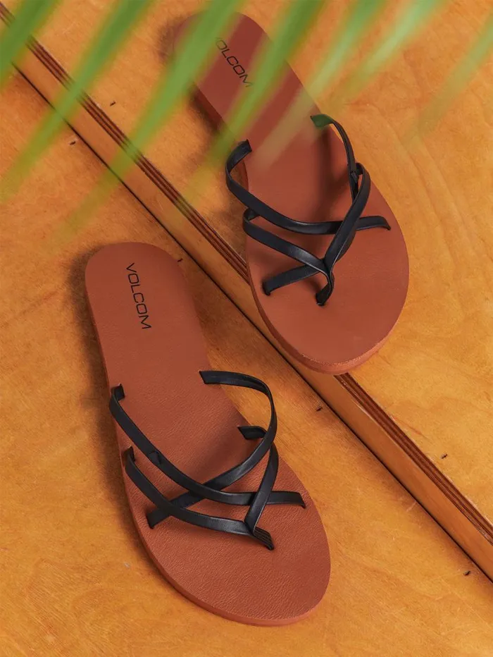 New School II Sandals 8211 Black Womens Volcom Sandals