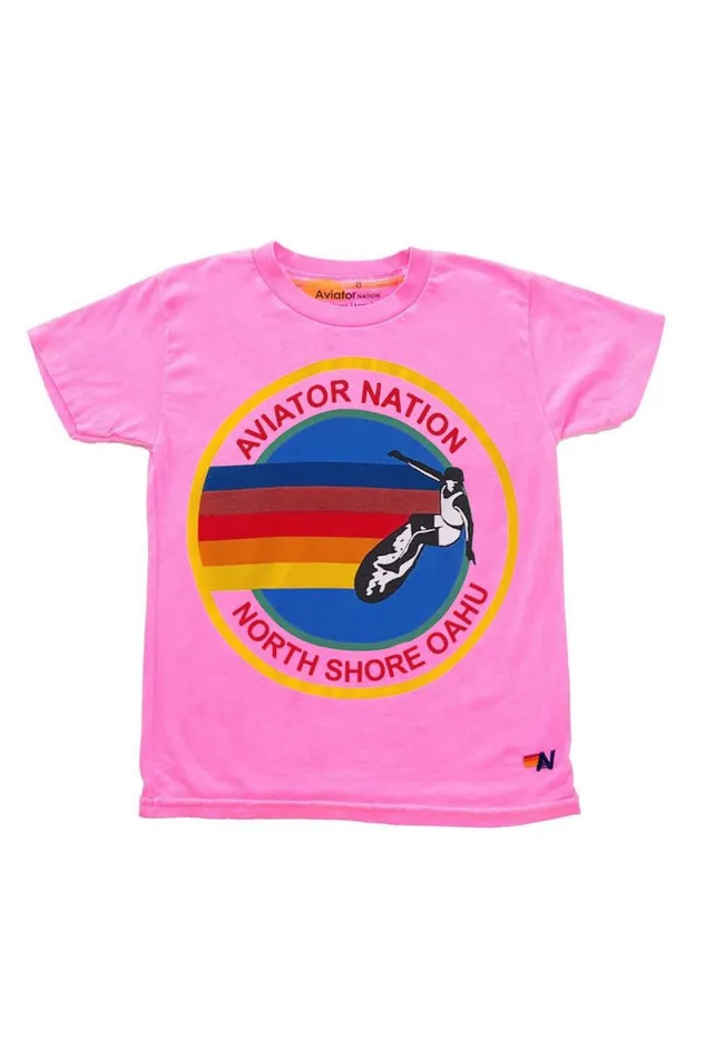 North Shore Tee 8211 Neon Pink Kids Aviator Nation Tees