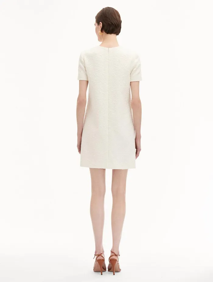 Orchid Embroidered Tweed Shift Dress Ivory Women Oscar De La Renta Dresses Orchid Embroidered Tweed Shift Dress Ivory Women Oscar De La Renta Dresses