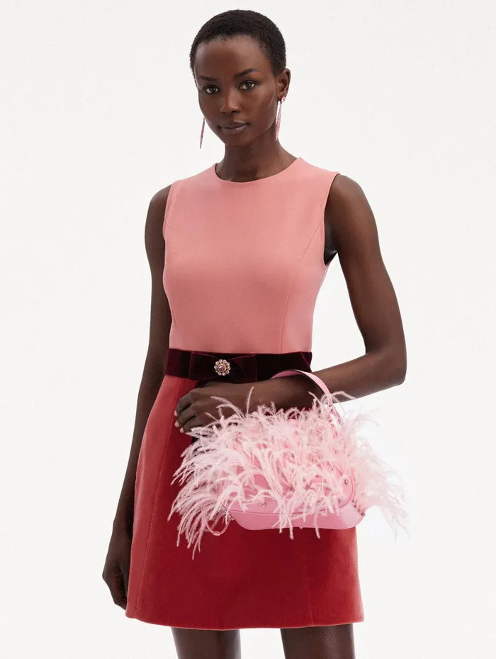 Ostrich Feather O Handle Bag Pink Women Oscar De La Renta Handbags Ostrich Feather O Handle Bag Pink Women Oscar De La Renta Handbags