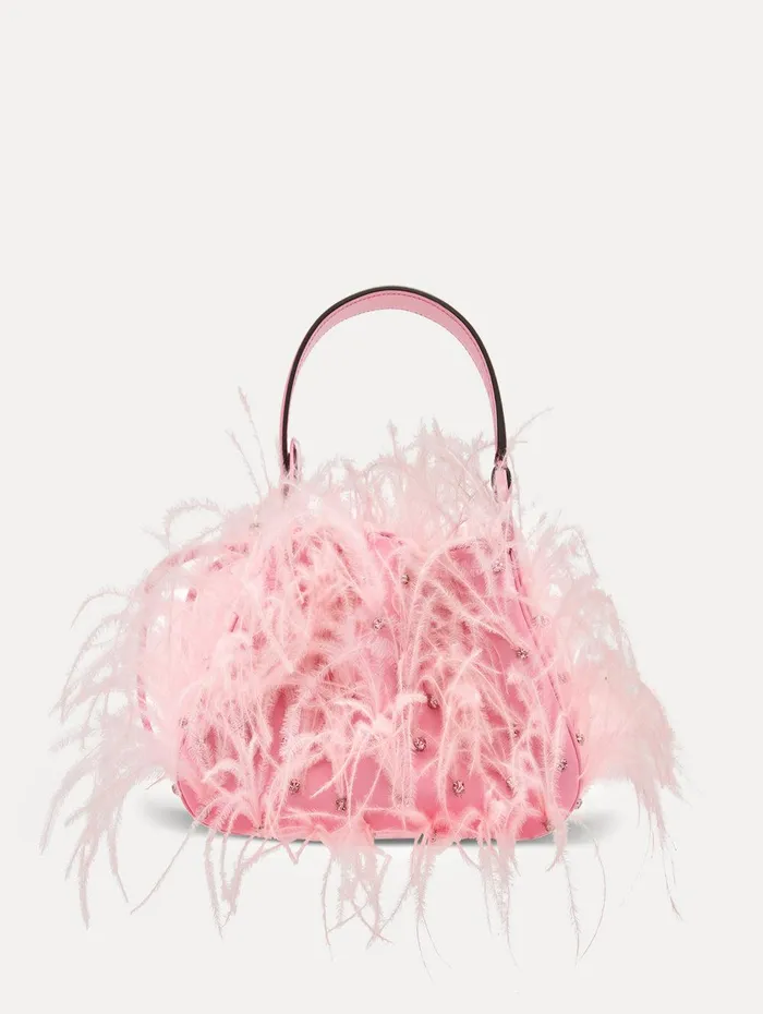 Ostrich Feather O Handle Bag Pink Women Oscar De La Renta Handbags Ostrich Feather O Handle Bag Pink Women Oscar De La Renta Handbags