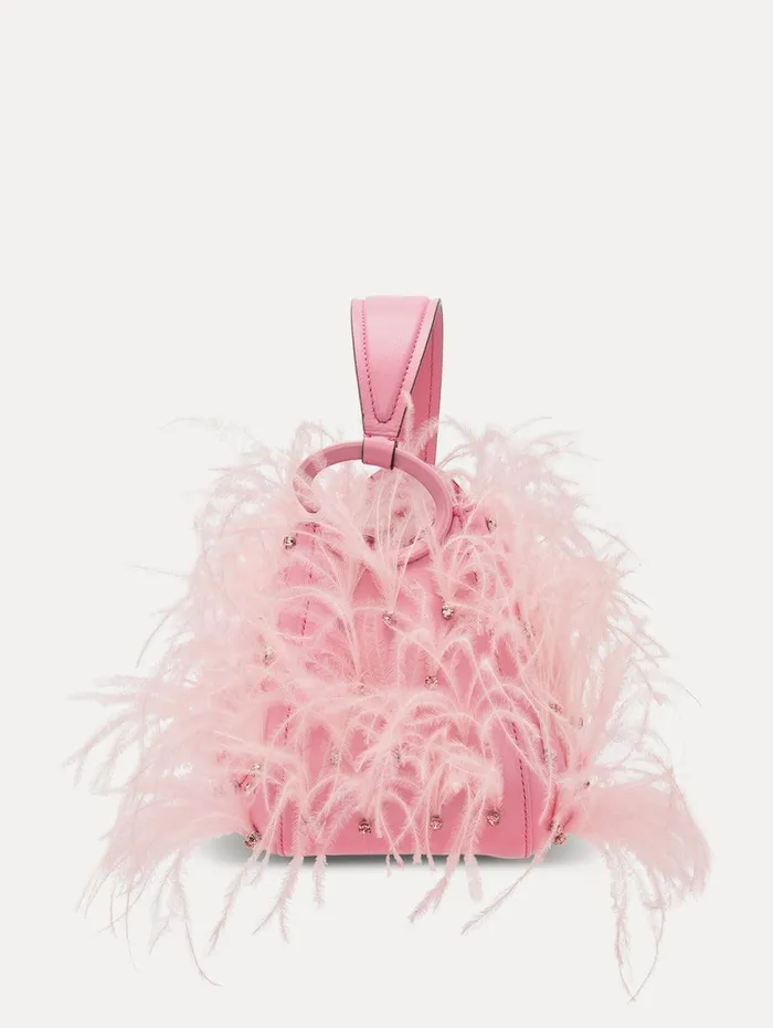 Ostrich Feather O Handle Bag Pink Women Oscar De La Renta Handbags Ostrich Feather O Handle Bag Pink Women Oscar De La Renta Handbags