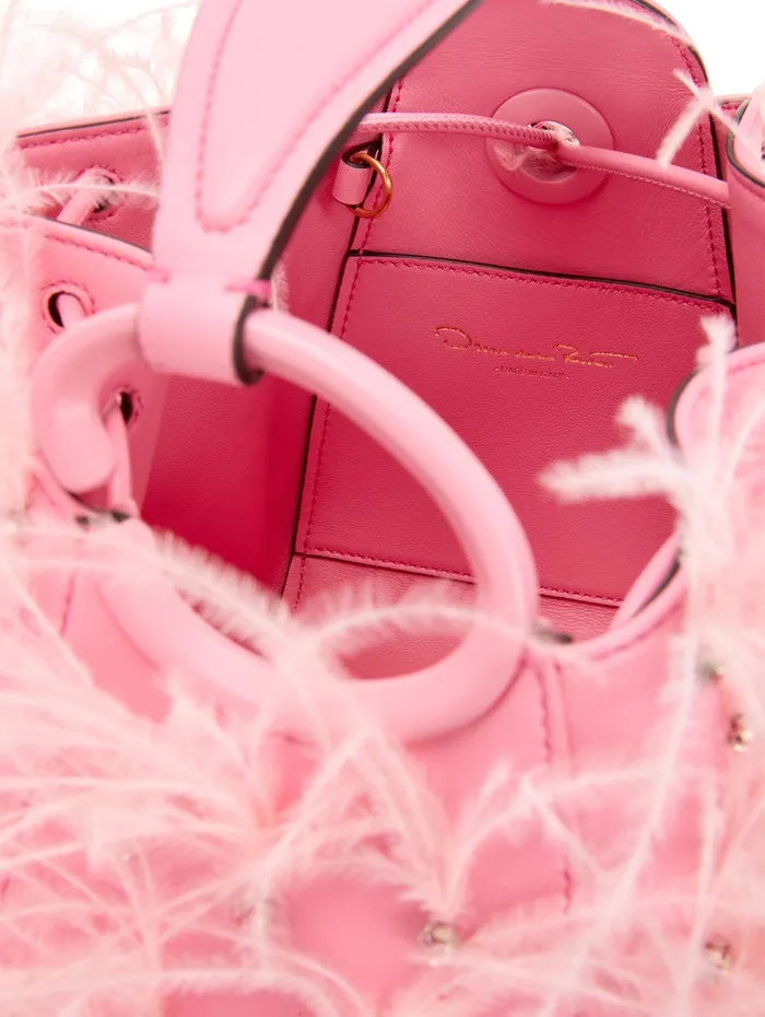 Ostrich Feather O Handle Bag Pink Women Oscar De La Renta Handbags Ostrich Feather O Handle Bag Pink Women Oscar De La Renta Handbags