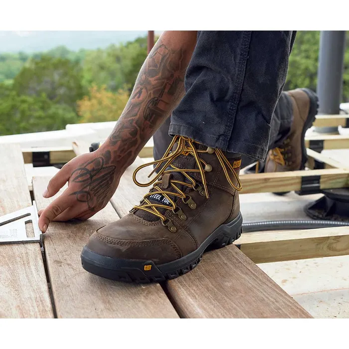 Outline Steel Toe Work Boot Dark Gull Grey Men Cat Footwear Boots