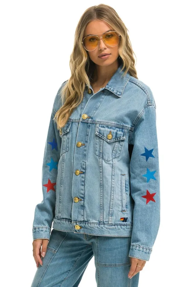 Oversized Concert Denim Jacket 8211 Super Light WomenMen Aviator Nation Denim