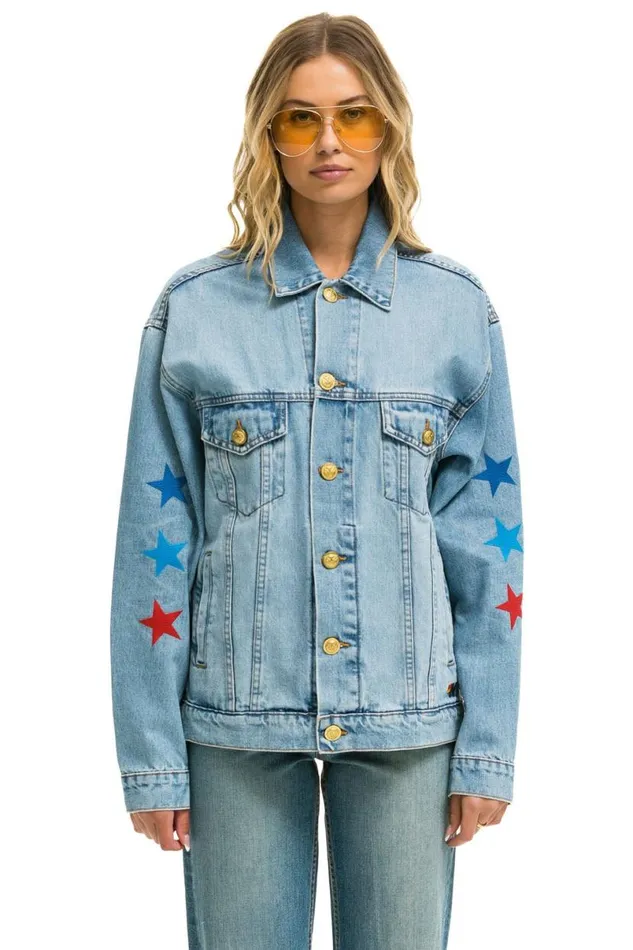 Oversized Concert Denim Jacket 8211 Super Light WomenMen Aviator Nation Denim