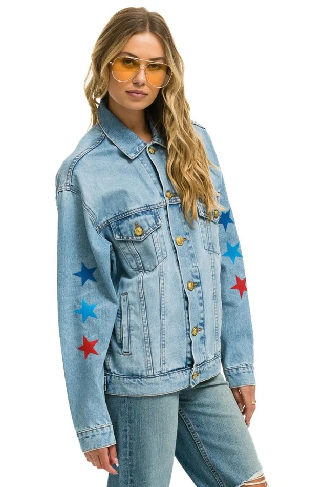 Oversized Concert Denim Jacket 8211 Super Light WomenMen Aviator Nation Denim