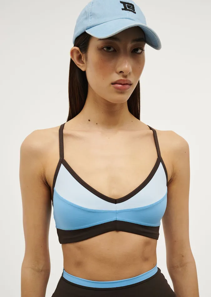 PE Nation OVERLAND 2 SPORTS BRA IN BRIGHT BLUE COFFEE Women ActiveLite