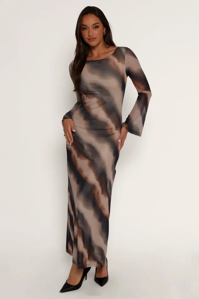 Pandora Long Sleeve Maxi Dress Ombre Stripe Winter Dresses Petal and Pup Women