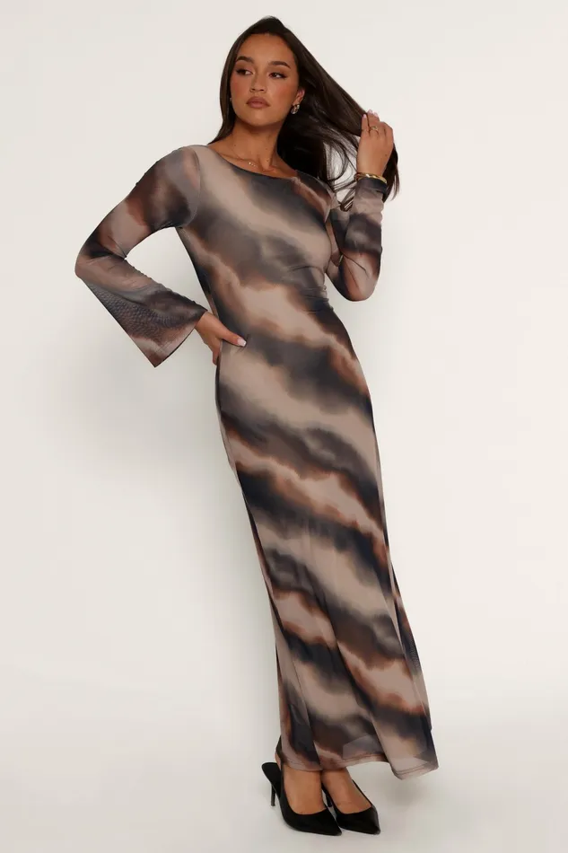 Pandora Long Sleeve Maxi Dress Ombre Stripe Winter Dresses Petal and Pup Women