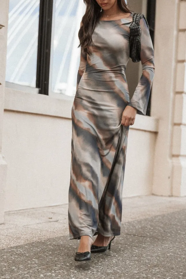 Pandora Long Sleeve Maxi Dress Ombre Stripe Winter Dresses Petal and Pup Women