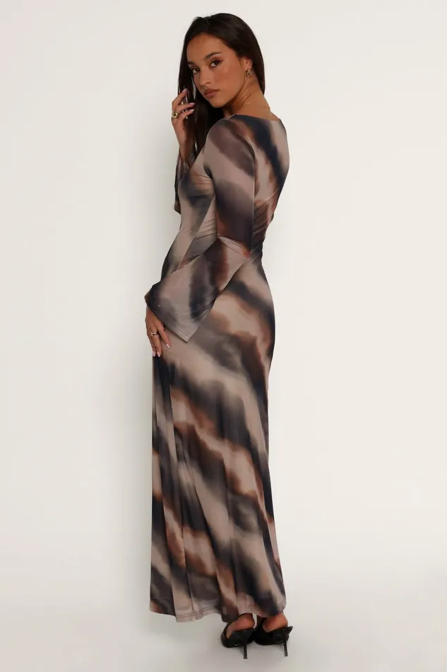 Pandora Long Sleeve Maxi Dress Ombre Stripe Winter Dresses Petal and Pup Women