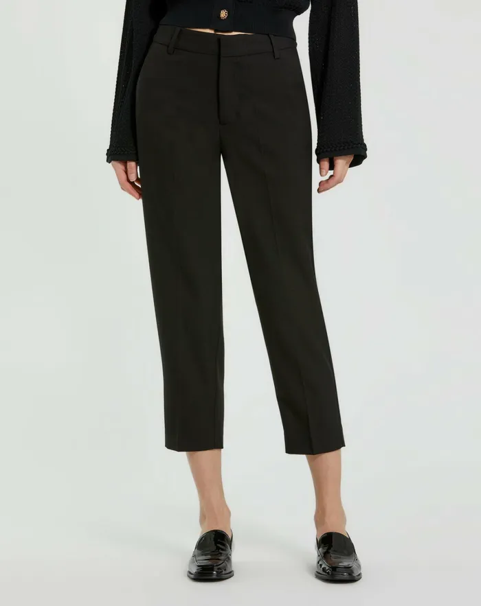 Pants Black Classic Crepe Fitted Capri Trouser 8211 FINAL SALE Black Mac Duggal Women