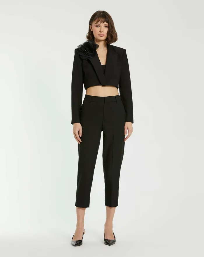 Pants Black Classic Crepe Fitted Capri Trouser 8211 FINAL SALE Black Mac Duggal Women