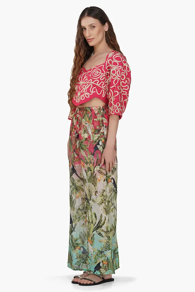 Pants Farm Chirping Birds Printed Pant 8211 America and Beyond Women