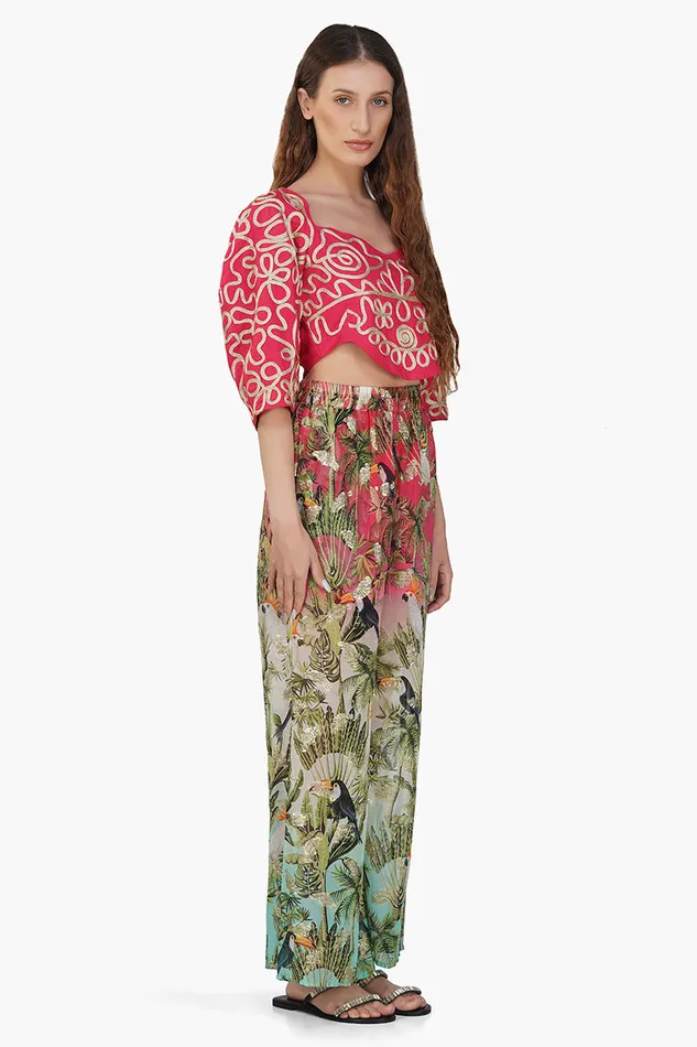 Pants Farm Chirping Birds Printed Pant 8211 America and Beyond Women