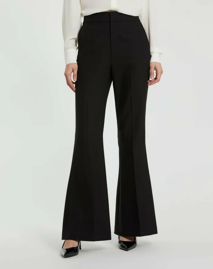 Pants Mac Duggal Women Black Classic Crepe Flared Trouser Pant 8211 FINAL SALE Black