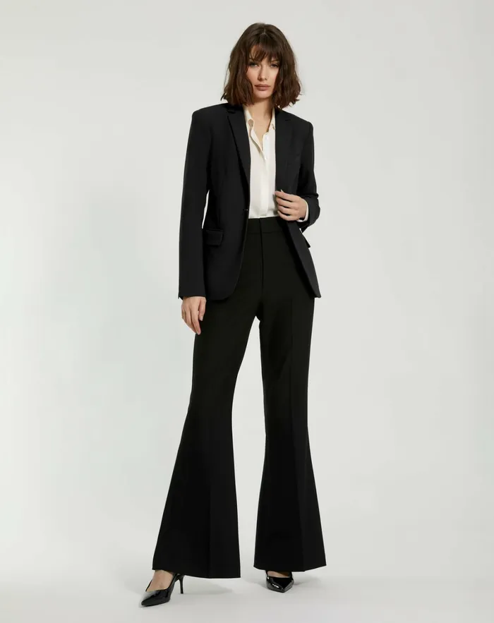 Pants Mac Duggal Women Black Classic Crepe Flared Trouser Pant 8211 FINAL SALE Black
