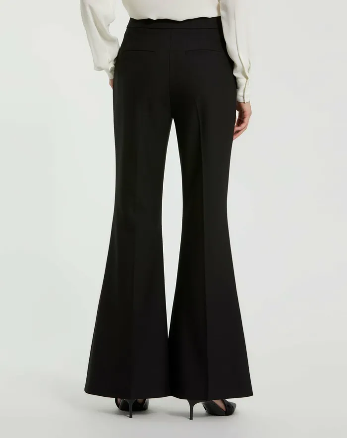 Pants Mac Duggal Women Black Classic Crepe Flared Trouser Pant 8211 FINAL SALE Black