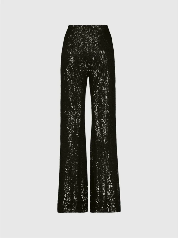 Pants Mac Duggal Women Sequin Flare Evening Pants 8211 FINAL SALE Black