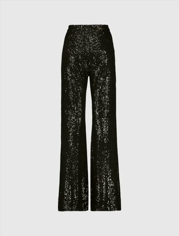 Pants Mac Duggal Women Sequin Flare Evening Pants 8211 FINAL SALE Black